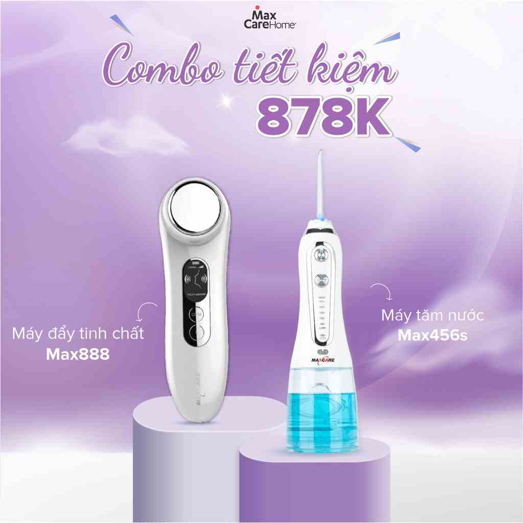 [Combo giảm 878K] Máy tăm nước cầm tay làm sạch răng Maxcare Max456S + Máy đẩy tinh chất Maxcare Max888 (Ưu đãi tháng 7)