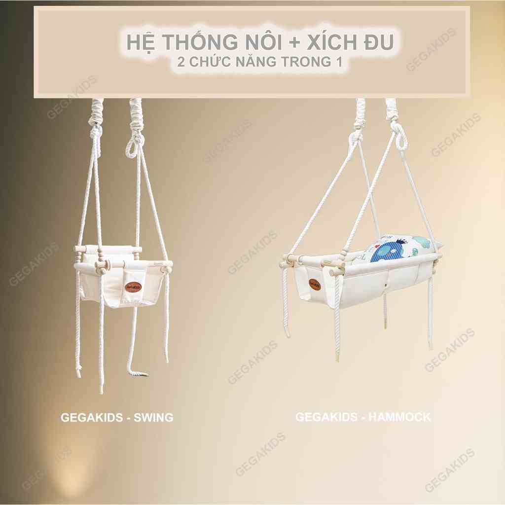 [ Tặng gối tựa lưng cao cấp ] Hệ Thống Combo NÔI + XÍCH ĐU 2 trong 1 GEGAKIDS ( Không Khung )