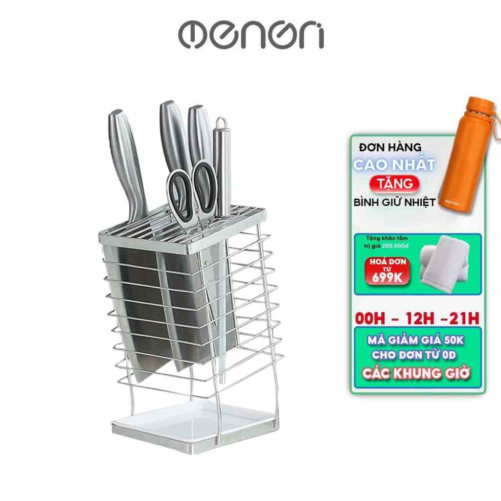 Ống Cắm Dao Kéo Chất Liệu INOX 304 Sáng Bóng - Đồ Dùng Nhà Bếp Có Khay Hứng Nước - OENON