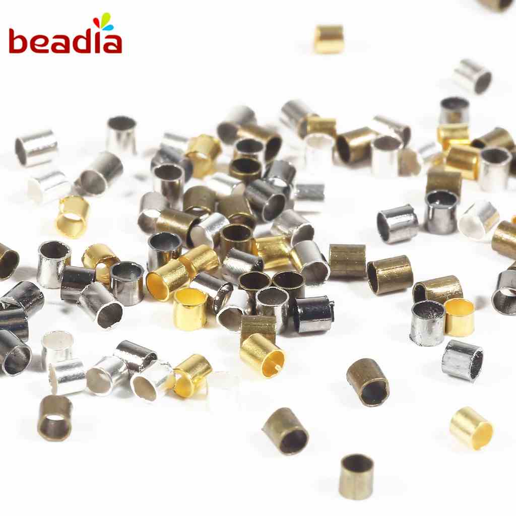 BEADIA Set 500 Đầu Ống Đồng 1.5 / 2mm Chuyên Dụng Làm Đồ Trang Sức