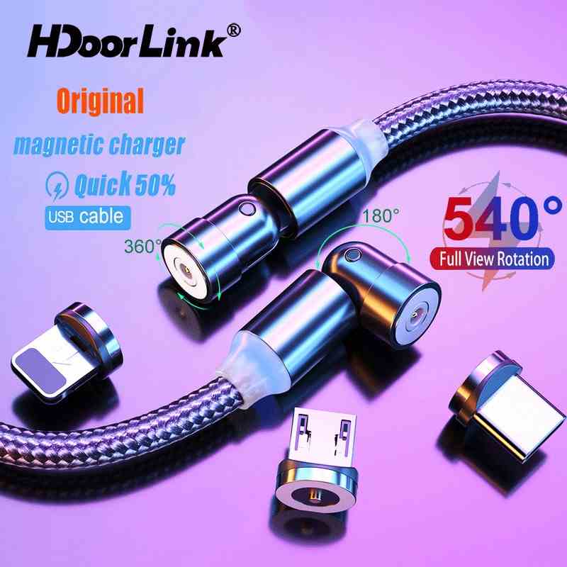 Bộ Cáp Sạc Hdoorlink Nam Châm Cổng Usb Type C Xoay 360 Độ + Dây 180 Độ Cho IPANDROID