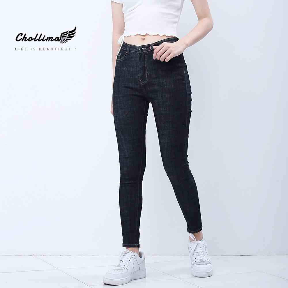 Quần jeans dài nữ co giãn Chollima cạp thường basic jean QD032