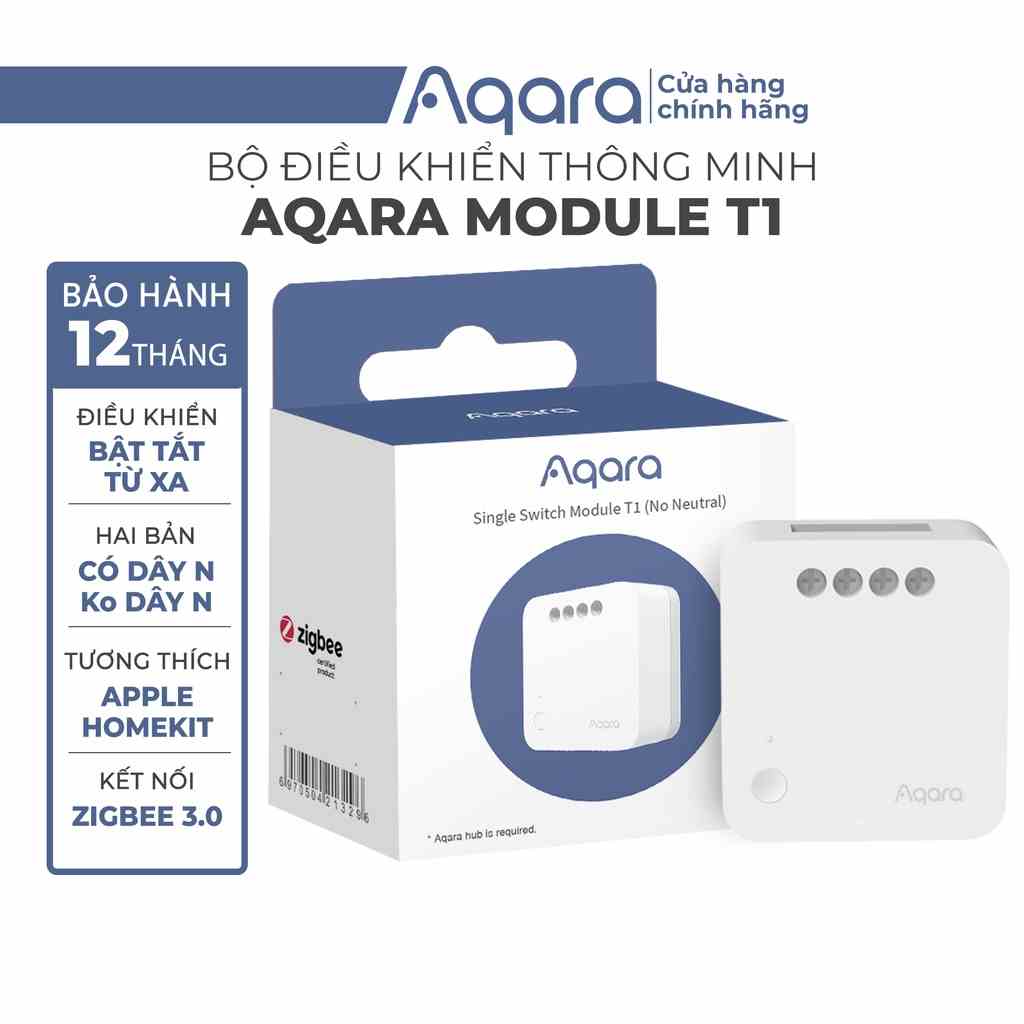 Module thông minh Aqara T1 Wireless Relay Controller phiên bản Quốc Tế Zigbee 3.0 - Có dây nguội, kết nối Hub