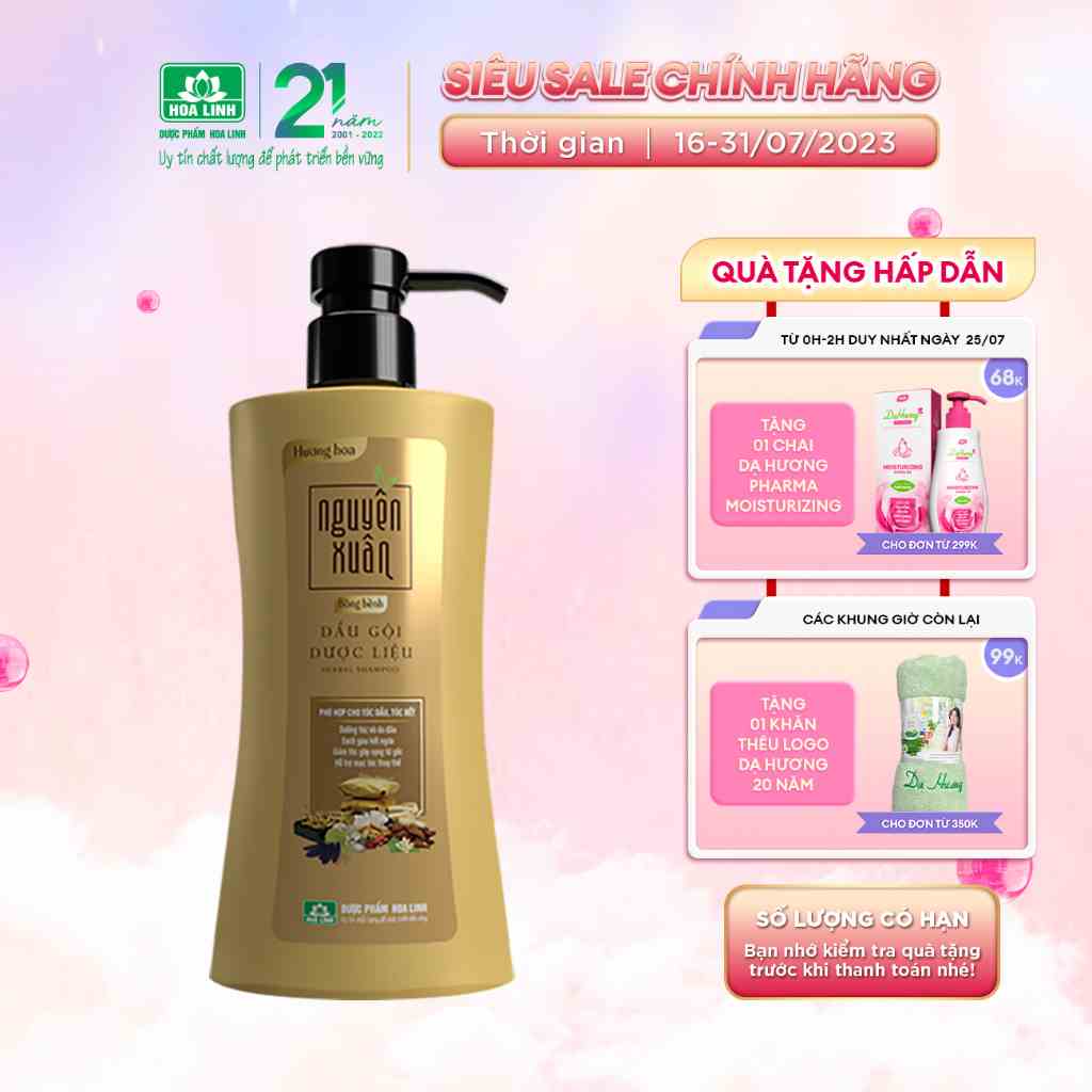 Dầu gội dược liệu Nguyên Xuân Bồng bềnh 350ml - Dành cho tóc dầu bết - Tặng thêm 10% thể tích giá không đổi