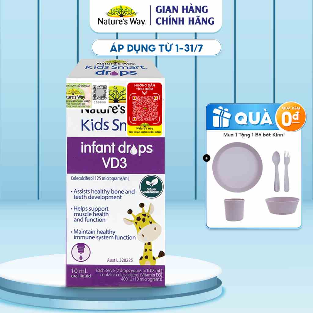 Siro Uống Natures Way Kids Smart Infant Drops VD3 Bổ Sung Vitamin D Cho Bé 10ml