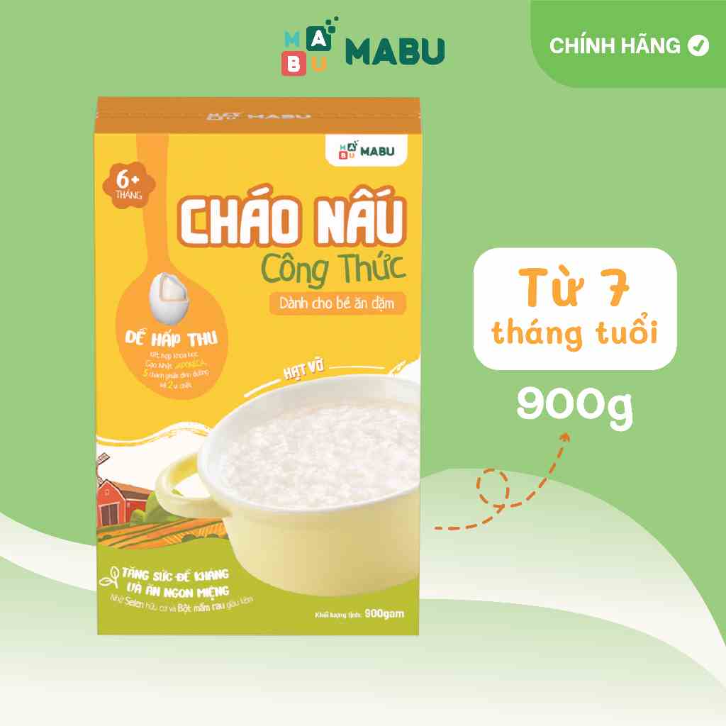 Cháo nấu công thức Mabu hạt vỡ (900gr), nấu nhanh dành cho bé từ 7 tháng tuổi ăn dặm truyền thống, kiểu Nhật 900g