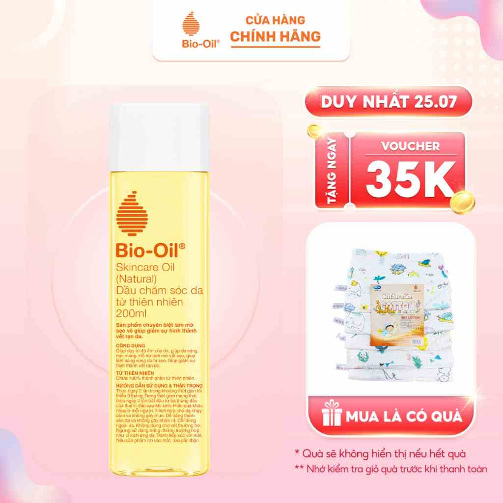 Dầu chăm sóc da từ Thiên Nhiên giúp giảm rạn dạ, mờ sẹo cho da nhạy cảm - BIO-OIL SKINCARE OIL (NATURAL) (chai 200ml)