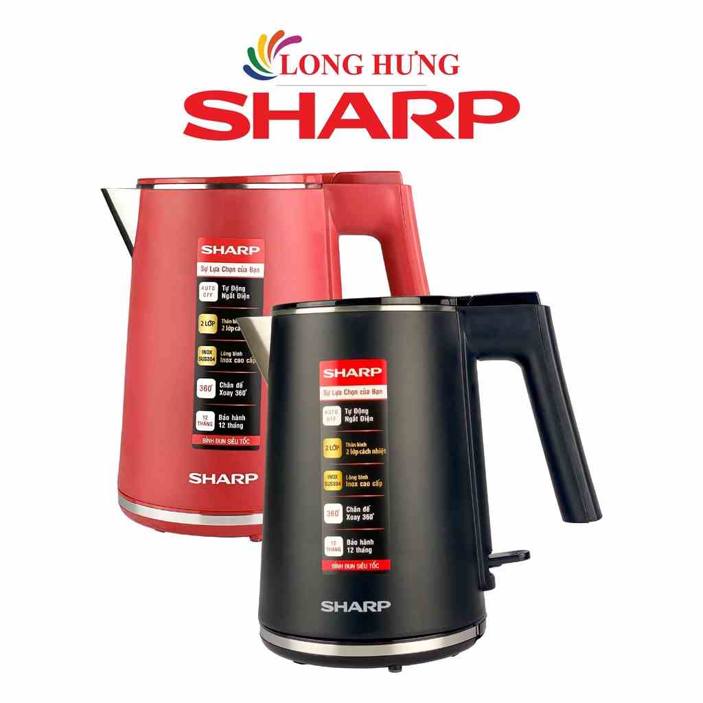 [Mã BMLTB35 giảm đến 35K đơn 99K] Bình đun siêu tốc Sharp 1 lít EKJ-10DVPS - Hàng chính hãng