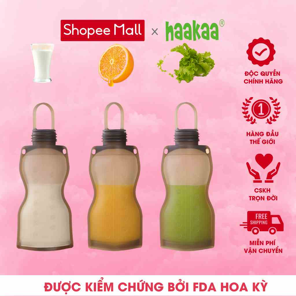 [Mã BMLTB200 giảm đến 100K đơn 499K] Túi trữ sữa silicone cho bé Haakaa, Dung tích 260ml