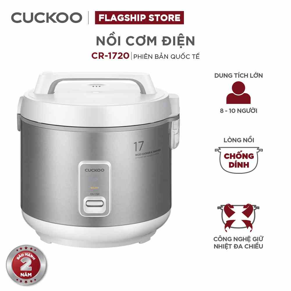 Nồi cơm điện Cuckoo 3 lít CR-1720/SIVNCV - Hàng chính hãng - Chất lượng Hàn Quốc