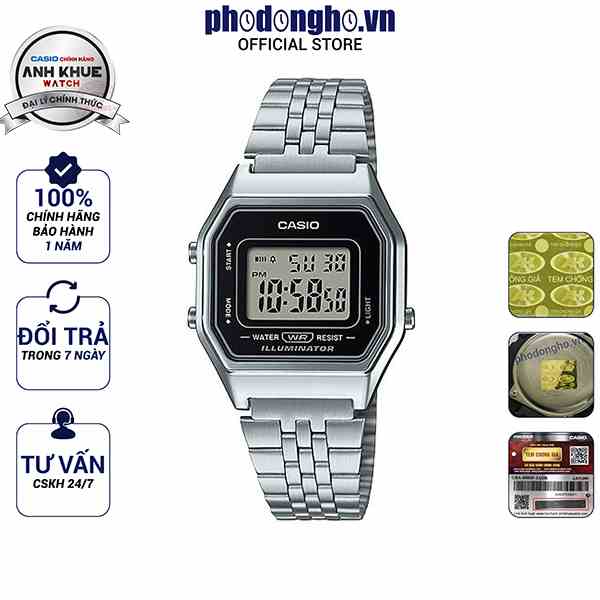 Đồng hồ nữ dây kim loại Casio chính hãng Anh Khuê LA680WA-1DF