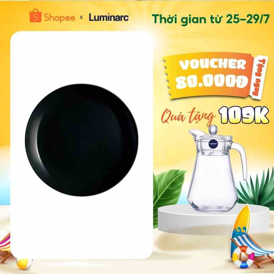 [Mã BMLTB35 giảm đến 35K đơn 99K] Bộ 6 Đĩa Thuỷ Tinh Luminarc Diwali Đen 25cm- LUDIP0867