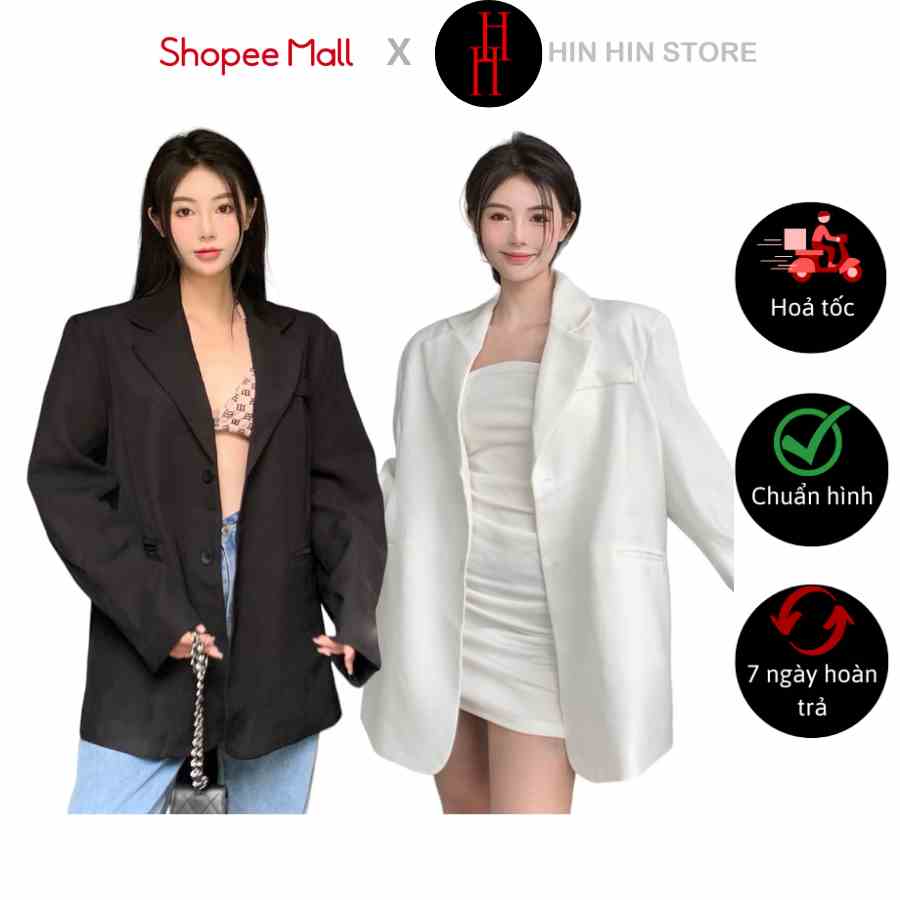 [Mã BMLTB35 giảm đến 35K đơn 99K] Áo blazer basic trắng đen HAK08 Hỉn Hỉn Store