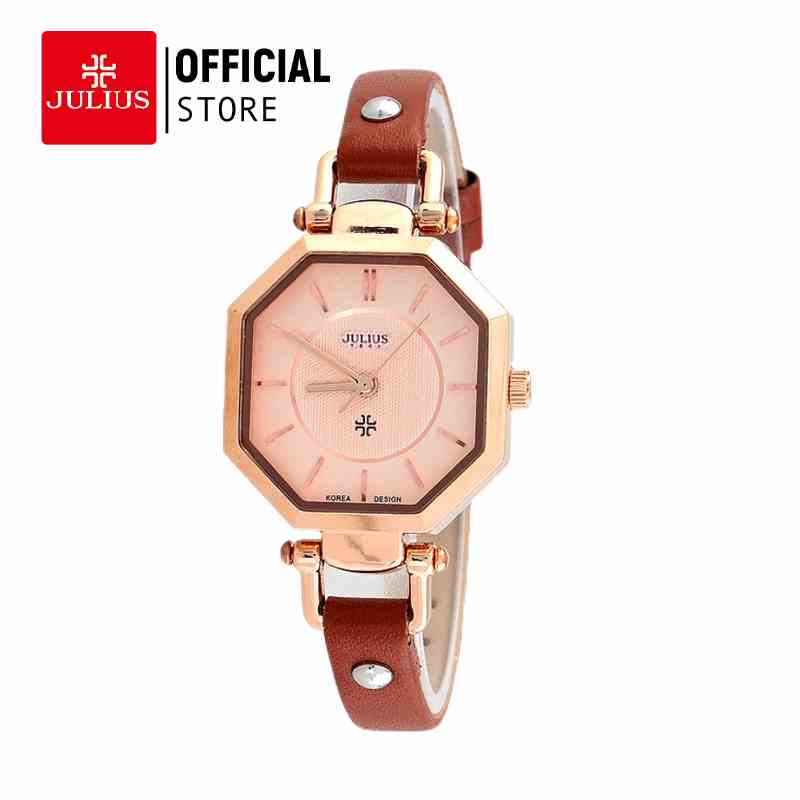 [Julius Official] Đồng hồ nữ Julius JA-750 dây da nâu