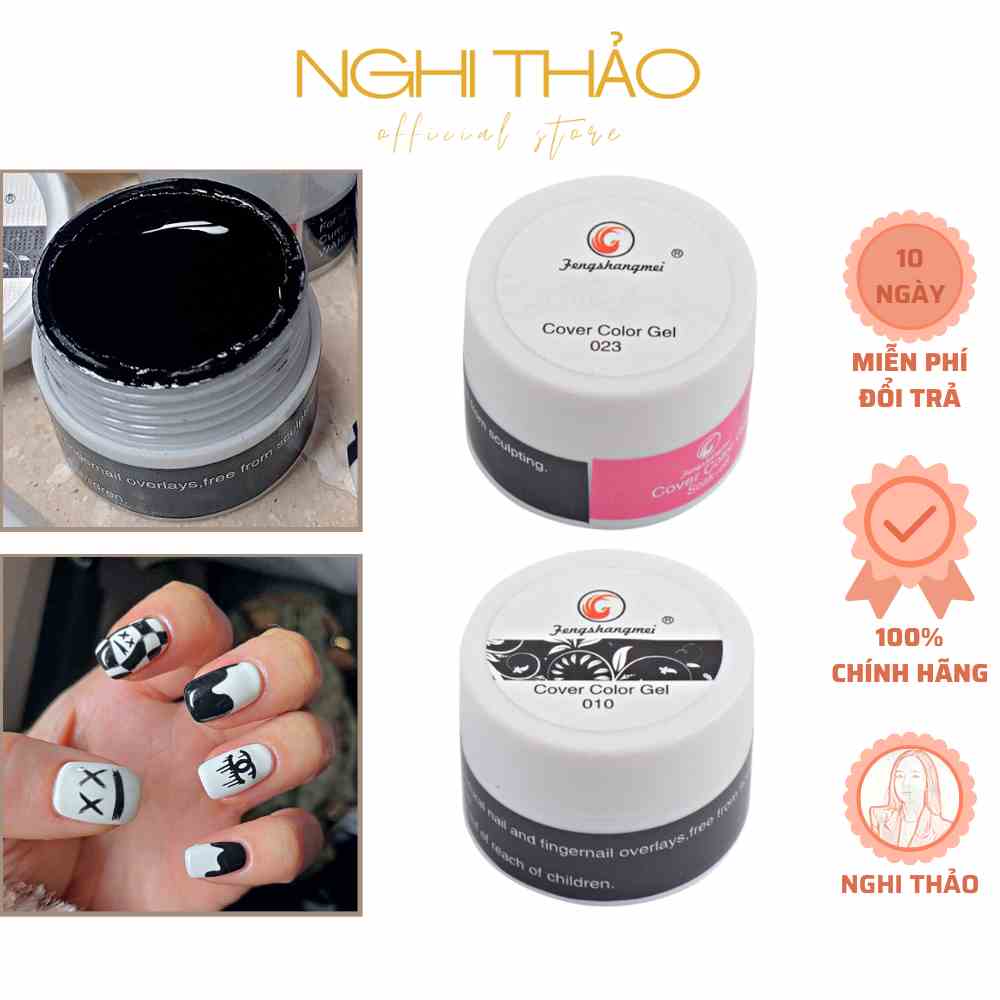 Gel vẽ nail trắng đen siêu đặc NGHI THẢO