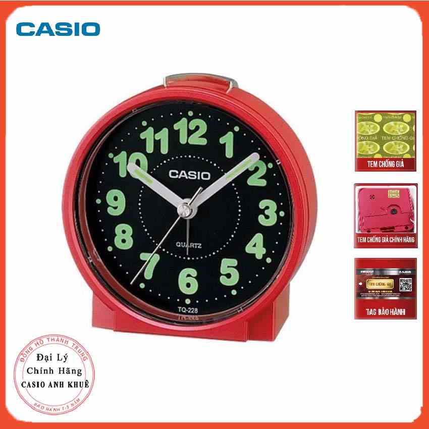 [Mã BMLTB200 giảm đến 100K đơn 499K] Đồng hồ để bàn Casio TQ-228-4DF báo thức, dạ quang ( 8.6 cm )