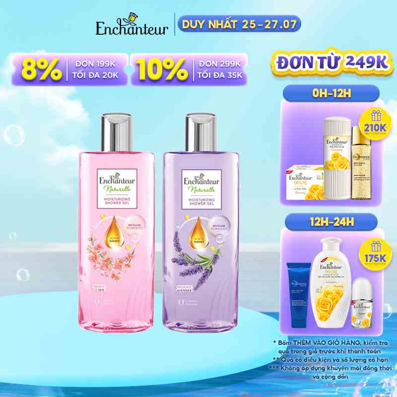 Sữa tắm dưỡng da Enchanteur Naturelle hương hoa Lavender/ Iris 260gr/Chai