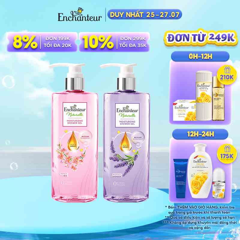 Sữa tắm dưỡng da Enchanteur Naturelle hương hoa Lavender/ Iris 510gr/Chai