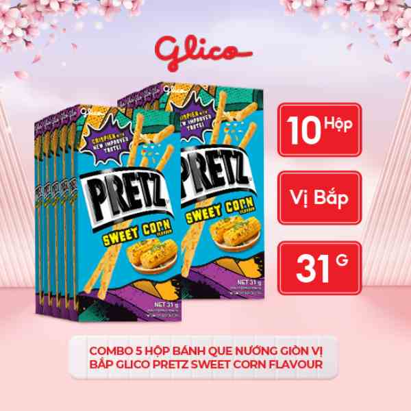 [Mã BMLTB35 giảm đến 35K đơn 99K] Combo 10 hộp Bánh que nướng giòn vị bắp ngọt GLICO Pretz Sweet Corn