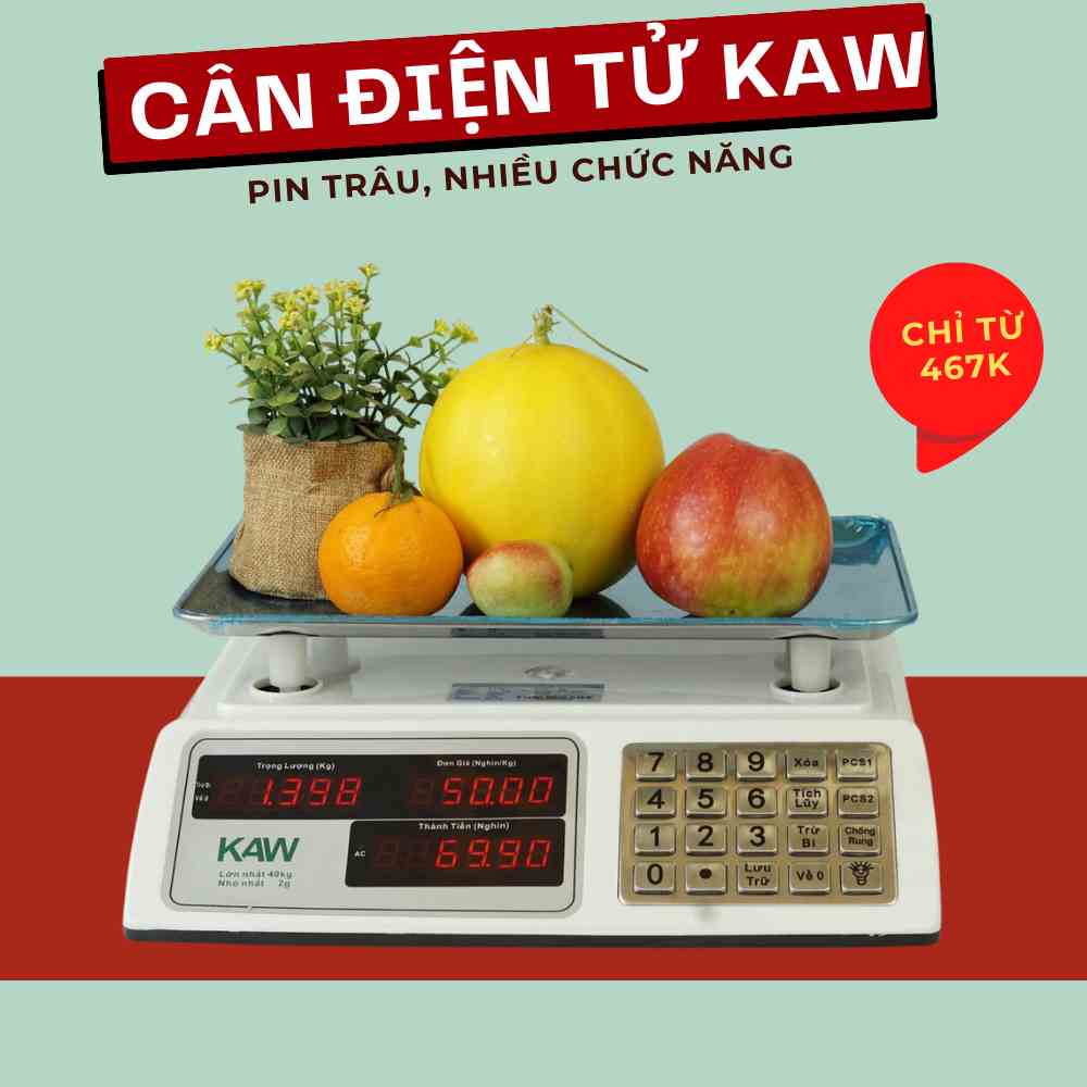 Cân điện tử KAW nhiều chức năng nhớ giá, cộng dồn, trừ bì Bảo Hành 12 Tháng, lỗi 1 đổi 1 chính hãng