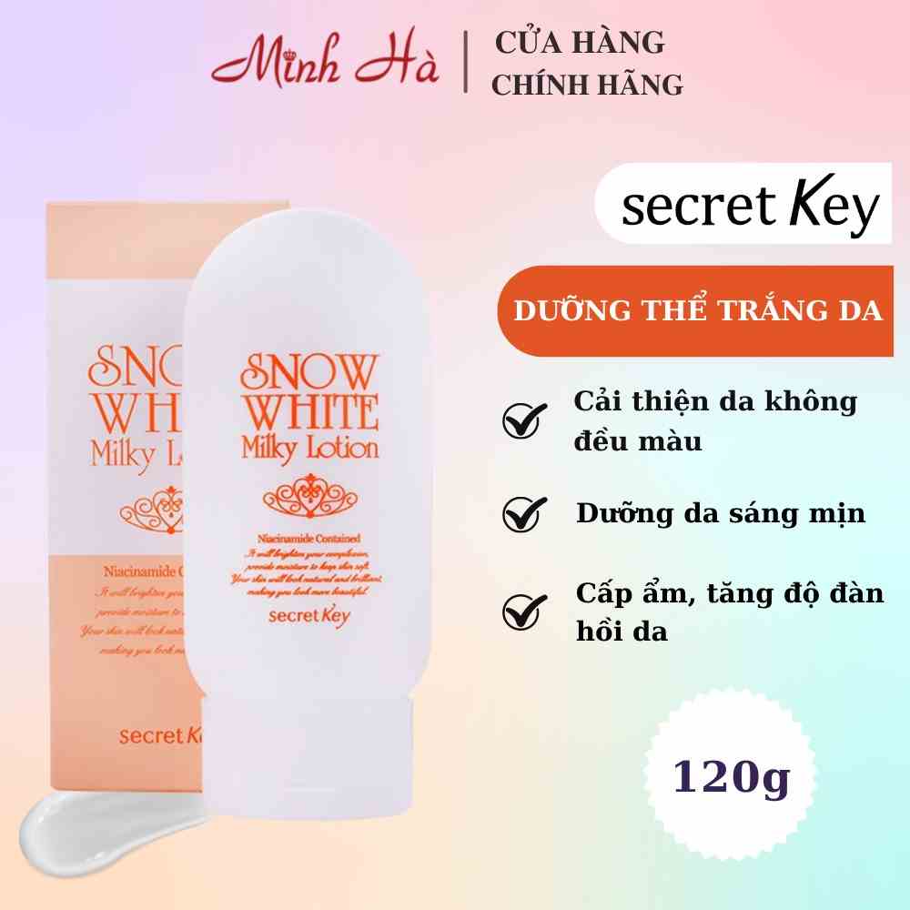 Kem dưỡng thể Secret Key Snow White Milky Lotion 120g trắng da, mềm mịn