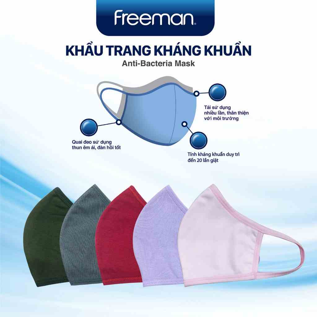 [Mã BMLTA35 giảm đến 35K đơn 99K] Khẩu trang vải kháng khuẩn freesize FREEMAN [Combo 5]