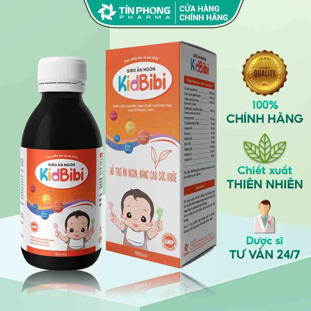 Siro Ăn Ngon KidBibi Hỗ Trợ Bé Hết Biếng Ăn, Tăng Cường Sức Đề Kháng Bổ Sung Vitamin Và Dưỡng Chất Lọ 180ml TTP032