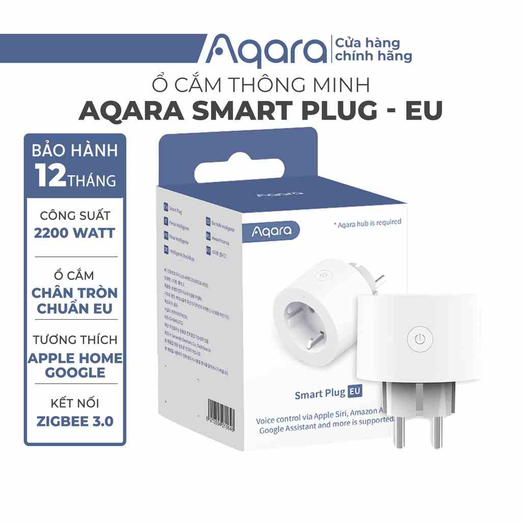 Ổ cắm điện thông minh tiêu chuẩn châu Âu Aqara Smart Plug (EU) SP-EUC01 - Cần trang bị Hub, Tương thích Apple HomeKit