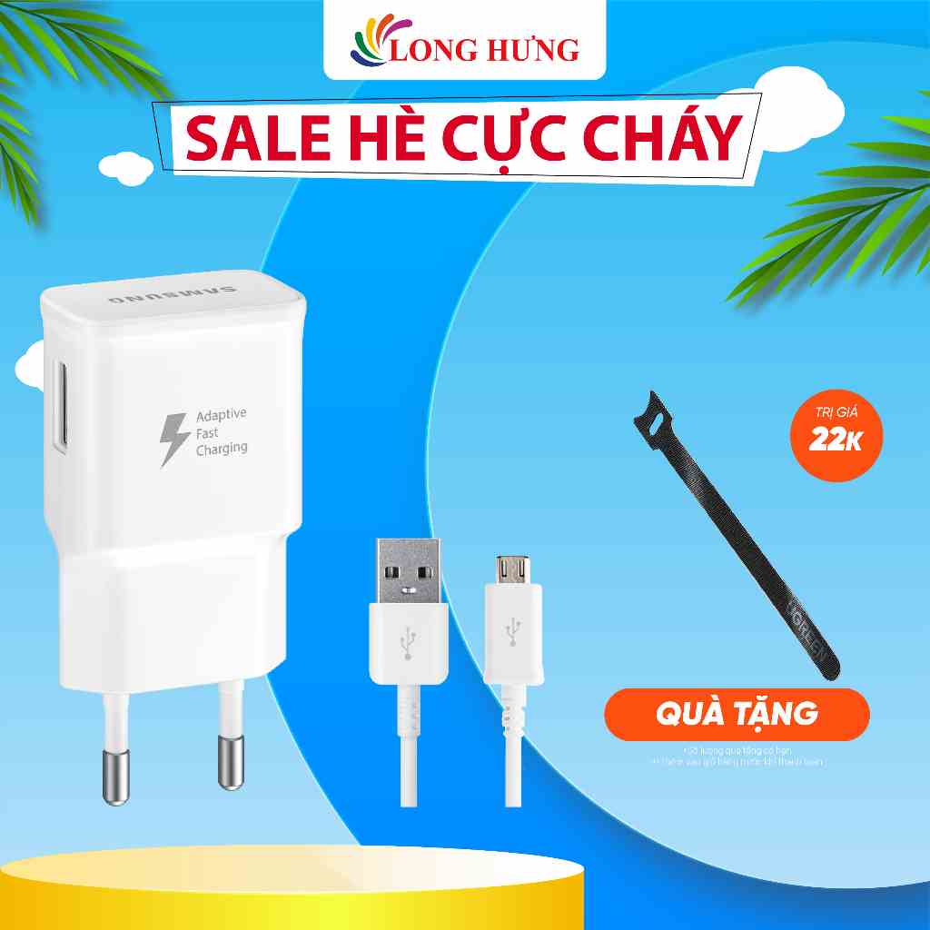 Combo cốc sạc Samsung Travel Adapter PD15W 1USB + Cáp Micro USB 1.5m EP-TA20EWEUGWW - Hàng chính hãng