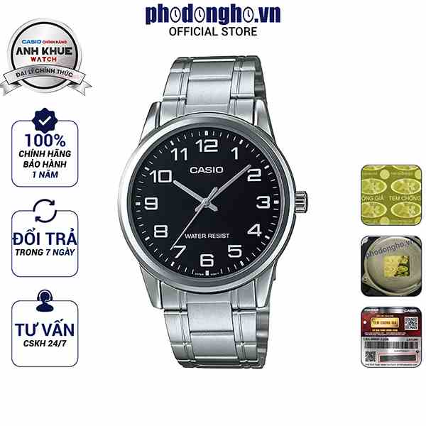 Đồng hồ nam dây kim loại Casio chính hãng Anh Khuê MTP-V001D-1BUDF