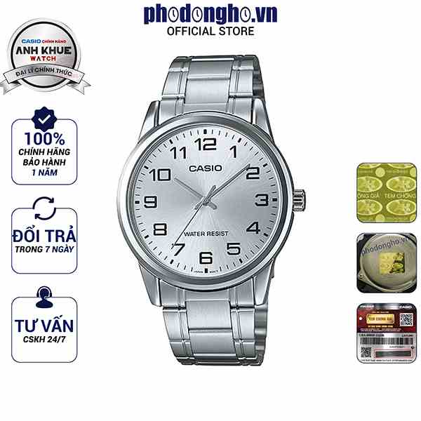 Đồng hồ nam dây kim loại Casio chính hãng Anh Khuê MTP-V001D-7BUDF