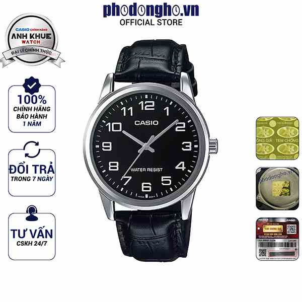 Đồng hồ nam dây da Casio chính hãng Anh Khuê MTP-V001L-1BUDF