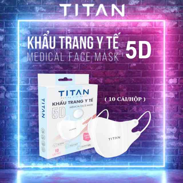 MỀM MẠI SIÊU ÔM MẶT- 5D QUAI THUN - Titan x Famapro - Khẩu trang y tế kháng khuẩn 3 lớp (10 cái/ hộp)