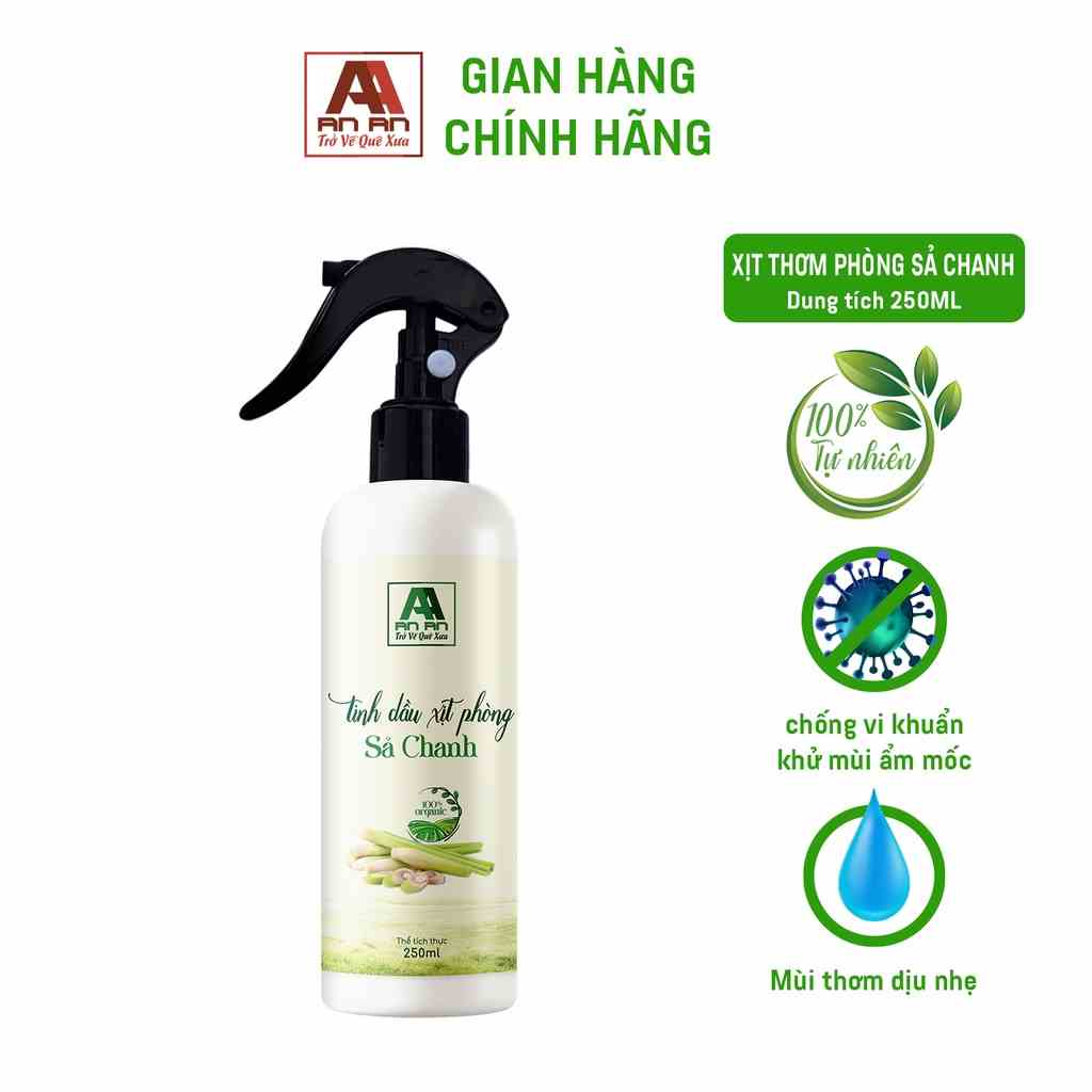 Chai Xịt Thơm Phòng An An Tinh Dầu Sả Chanh 250 ml Khử Mùi Đuổi Muỗi Hiệu Quả