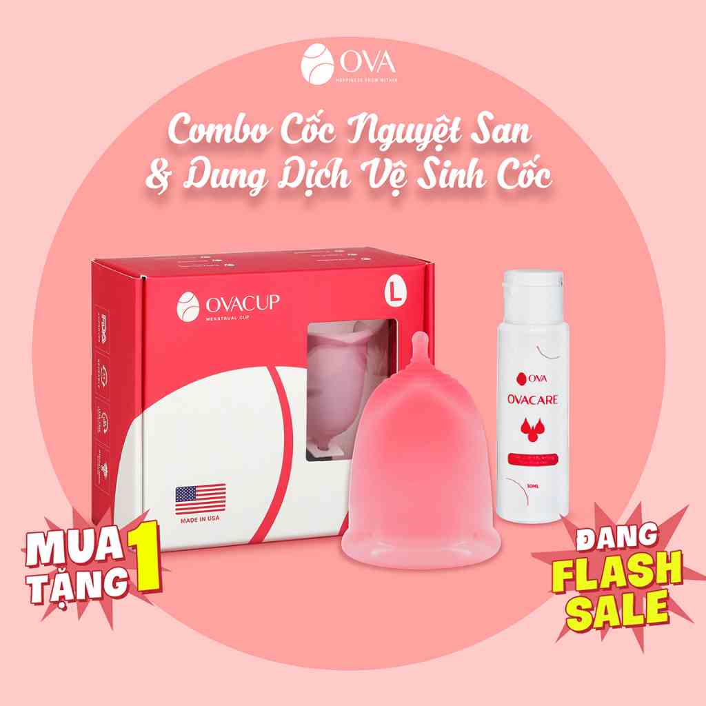 [Mã BMLTB35 giảm đến 35K đơn 99K] Combo Cốc nguyệt san OvaCup và dung dịch vệ sinh cốc OvaCare dung tích 30ml