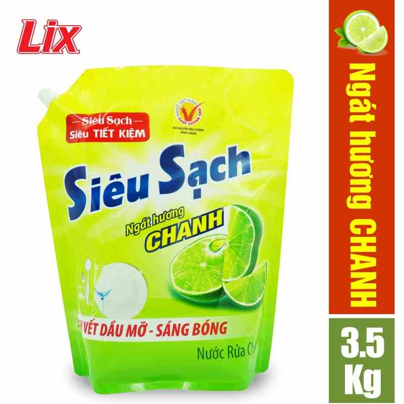 [Mã BMLTB35 giảm đến 35K đơn 99K] Túi nước rửa chén LIX siêu sạch hương chanh 3.5kg N4301