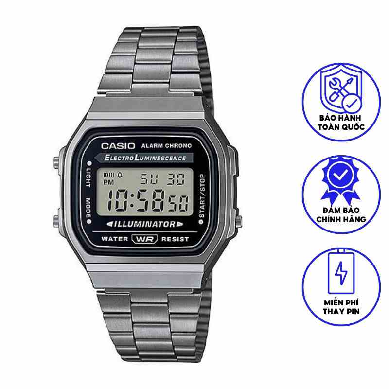 Đồng hồ Casio Nam Dây Kim Loại Vintage A168WGG-1ADF Chính Hãng