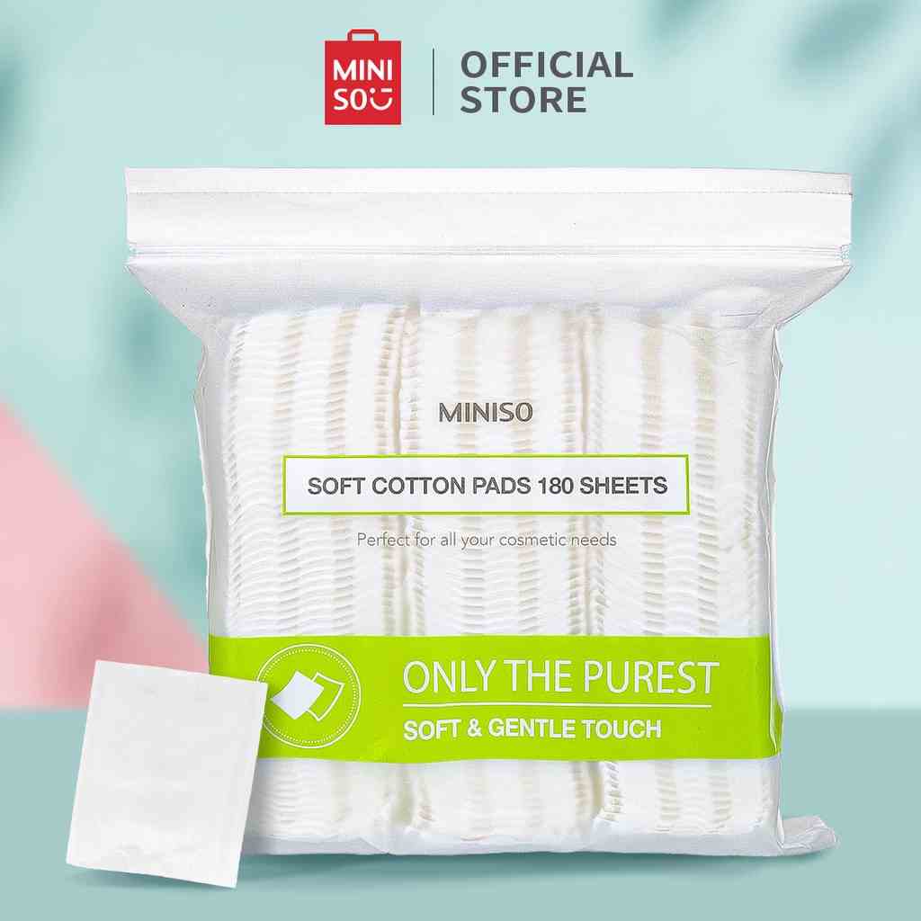 Bông tẩy trang 180 miếng Miniso dưỡng da cotton pads đa năng chất bông tự nhiên mềm mại