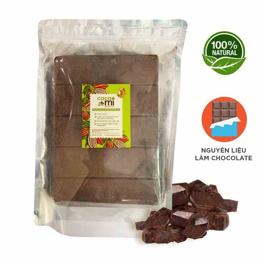 Cacao mass ca cao tươi không đường CacaoMi nguyên chất 100% nguyên liệu làm chocolate socola chuẩn xuất khẩu - 1kg