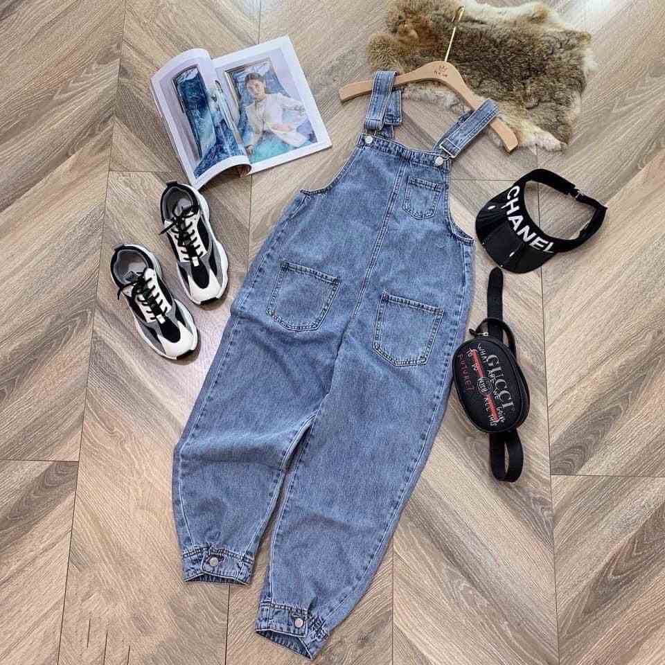 Yếm jeans dài JohnsonLi 5 nút phong cách trẻ trung