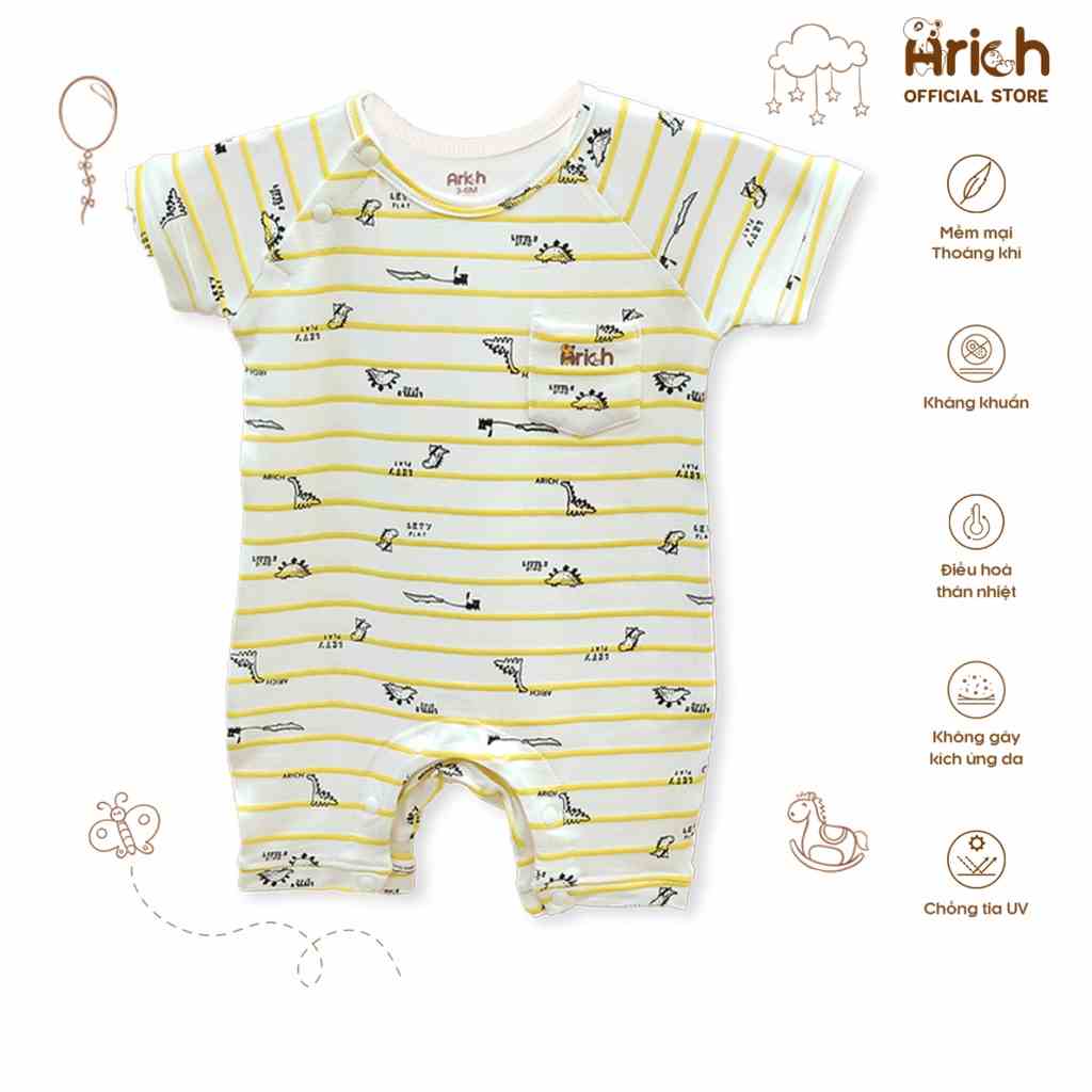 Body cộc tay họa tiết sọc vàng Arich (lẻ size còn 6-9m)