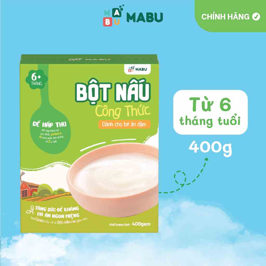 [Mã BMLTB35 giảm đến 35K đơn 99K] Bột ăn dặm Mabu nấu nhanh cho bé từ 6 tháng tuổi ăn dặm truyền thống, kiểu Nhật 400g