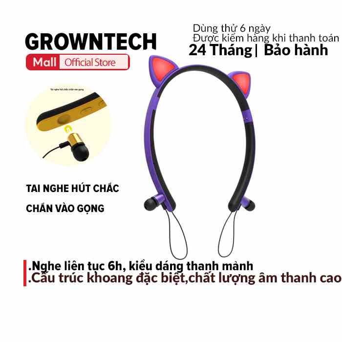 Tai nghe bluetooth GrownTech ZW-29 TWS blutooth không dây tai mèo phát sáng led cưng xỉu