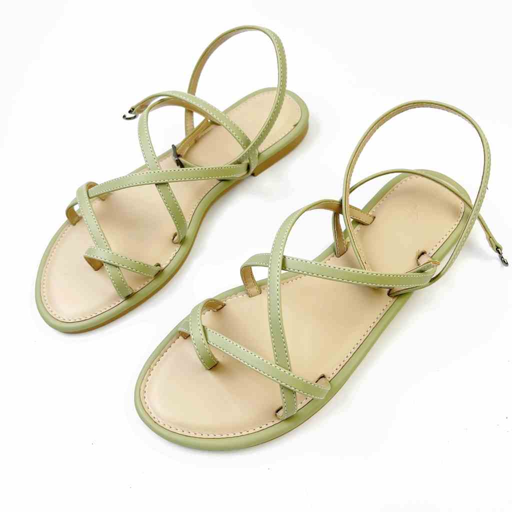 Giày Sandal đi học Nữ Thời Trang biển Dây hậu Mảnh Quai Đan Chéo Cao Cấp Hishoo S038