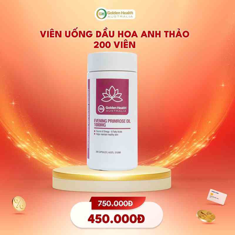 [GOLDEN HEALTH] Viên uống tinh dầu hoa anh thảo Everning Primrose – cân bằng horrmone và sắc đẹp phụ nữ (200 viên)