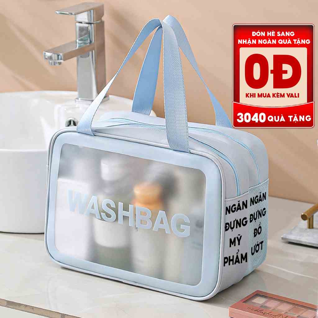 Túi đựng mỹ phẩm Bamozo washbag trong suốt có quai cao cấp