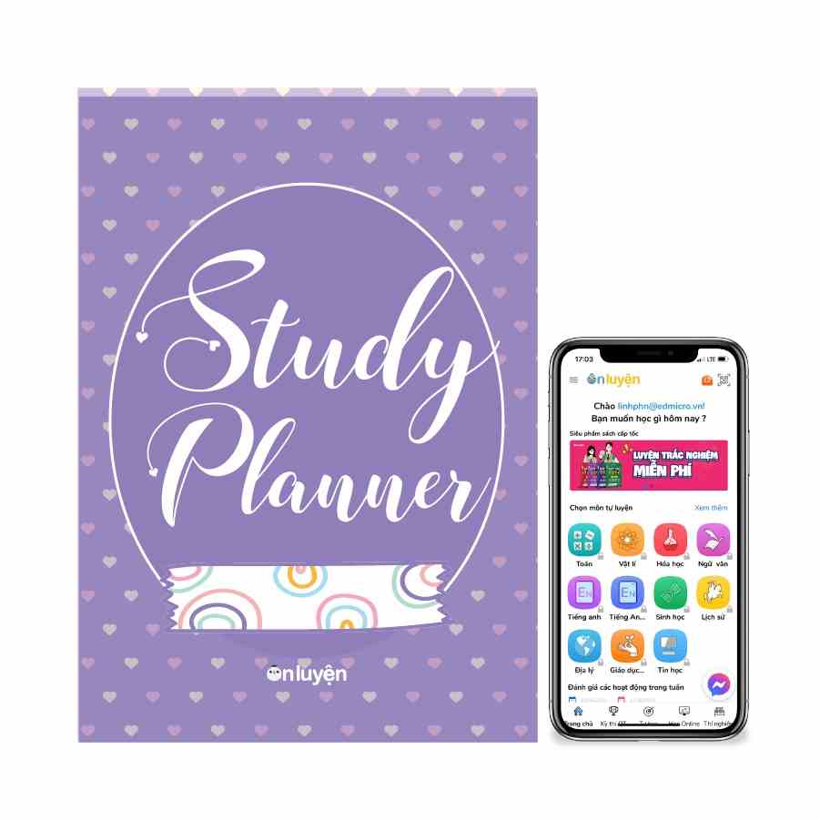 Sổ tay cute kế hoạch học tập 80 trang Study planner Ôn Luyện giao mẫu ngẫu nhiên