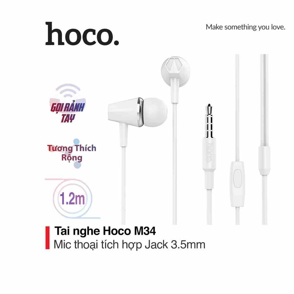 Tai nghe có dây Hoco M34 chân cắm 3.5mm dây tráng men siêu bền tích hợp Micro cho Smartphone dài 1.2M