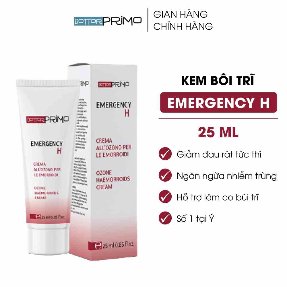 Kem Bôi Trĩ DottorPrimo Emergency H Số 1 Tại Ý Giúp Ngăn Ngừa Nhiễm Trùng Và Giảm Đau Rát Tức Thì 25ml