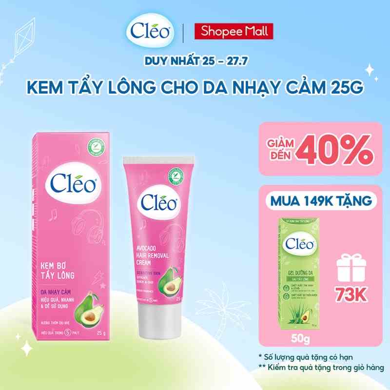 Kem Tẩy Lông Cho Da Nhạy Cảm Cleo Avocado Hair Removal Cream Sensitive Skin 25g